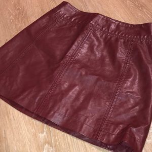 Free People maroon leather skirt size small